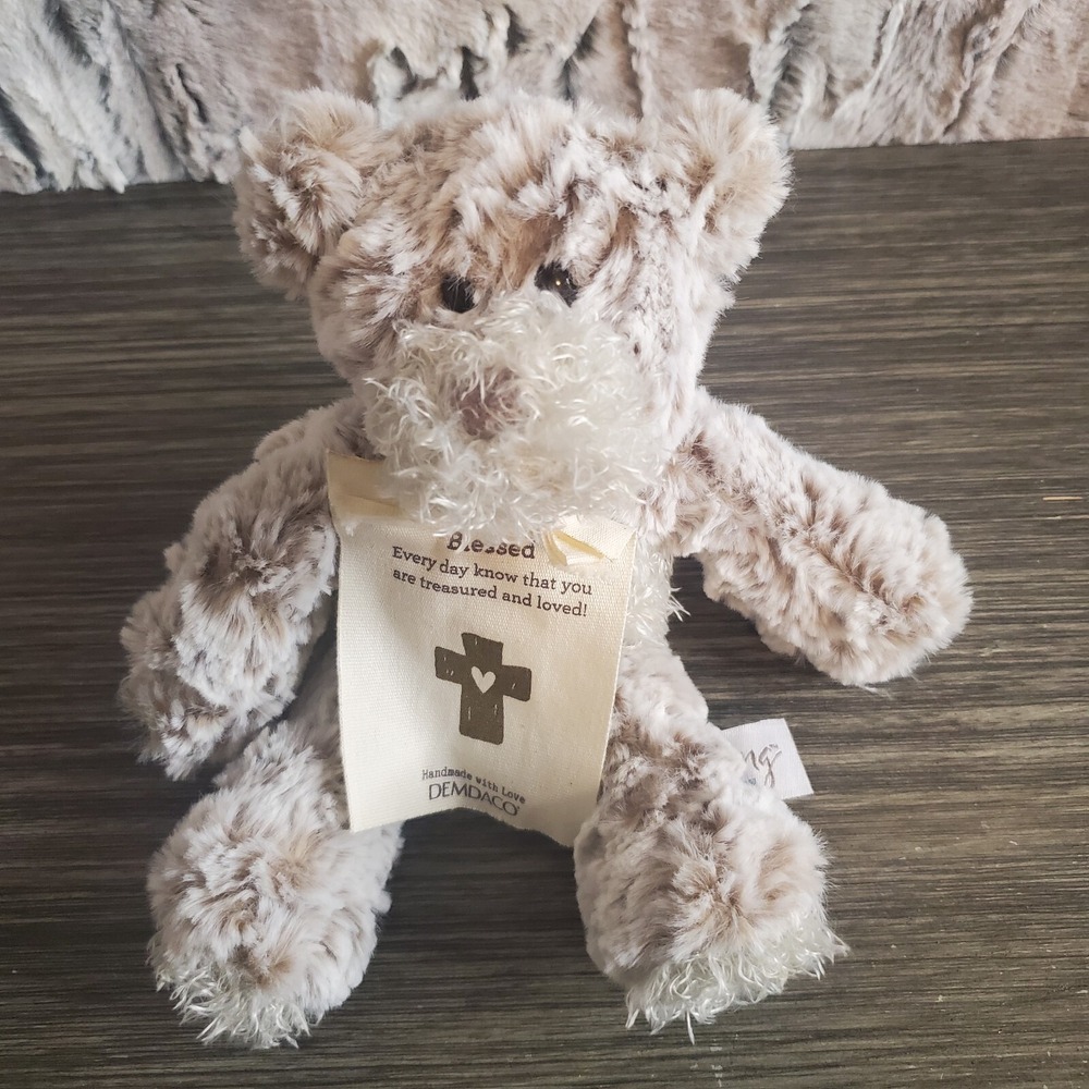 Demdaco Gray Mini Giving Bear - BLESSED Know That You Are Loved Ultra Soft Luxe
